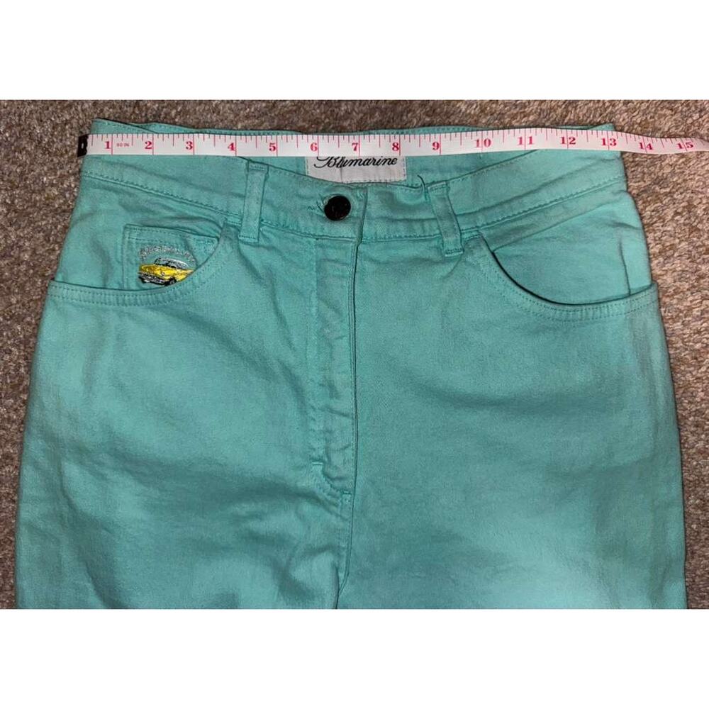 Blumarine Jeans Vintage Car Women's Turquoise Denim Pockets Straight - 26X31.5 - Picture 10 of 11